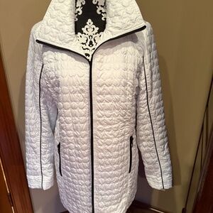 Jacket light weight white with black striping brand UBI new with tags